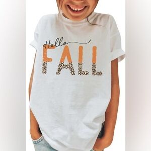 Leopard Hello Fall Girls T-Shirt